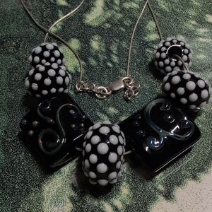 Black and White Polka Dot Necklace